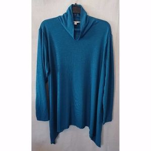 Blue Terra & Sky Cowl Shark Bite Tunic
